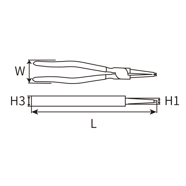 Great Wall Cr-V American-Style Polished Straight Internal Snap Ring Pliers, Dip Handle