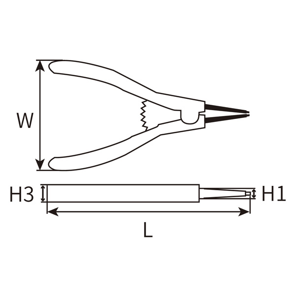 Great Wall Cr-V American-Style Polished Straight External Snap Ring Pliers, Dip Handle